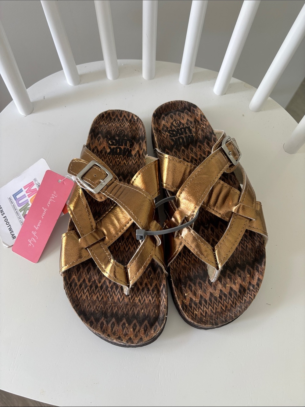 Muk Luks Metallic Gold Strappy Women's Sandals